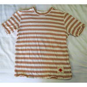 BILLY REID Men's Cotton Crewneck T-shirt, Orange & White Stripe, Sz. Small